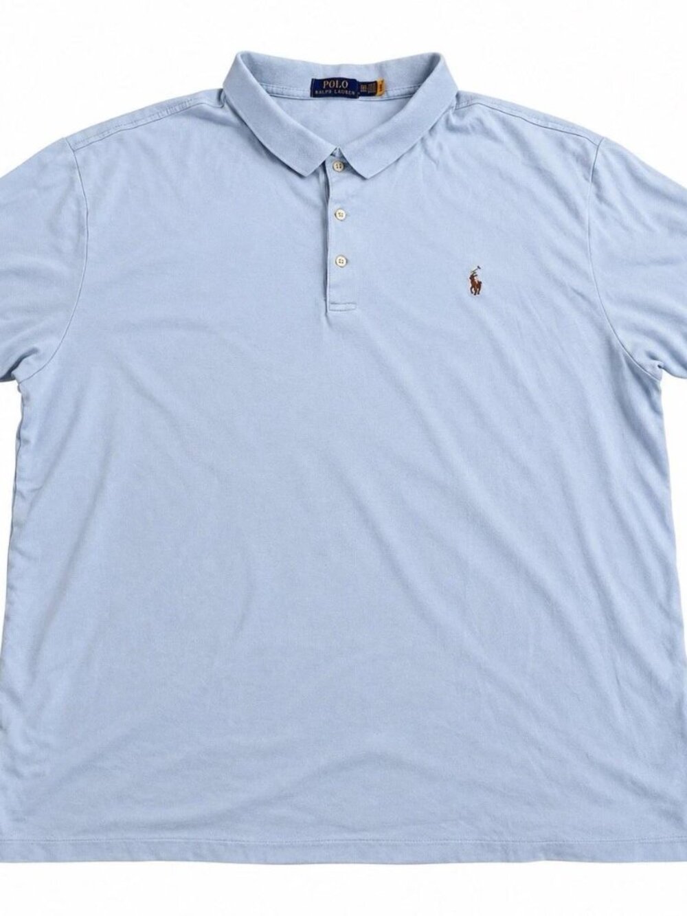 Ralph Lauren Blue Knit Oxford Short Sleeve Polo Shirt Men's 3XB Big